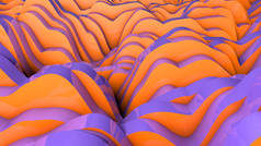 紫色背景，带有橙色元素。3D渲染，3D说明.