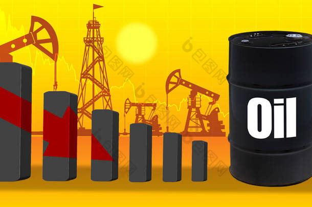 <strong>石油</strong>生产和桶与题词油。减少<strong>石油</strong>生产。减少对自然资源的<strong>开采</strong>。全球燃料市场的危机。二.燃料市场的形势.