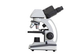 在白色背景上分离的显微镜.