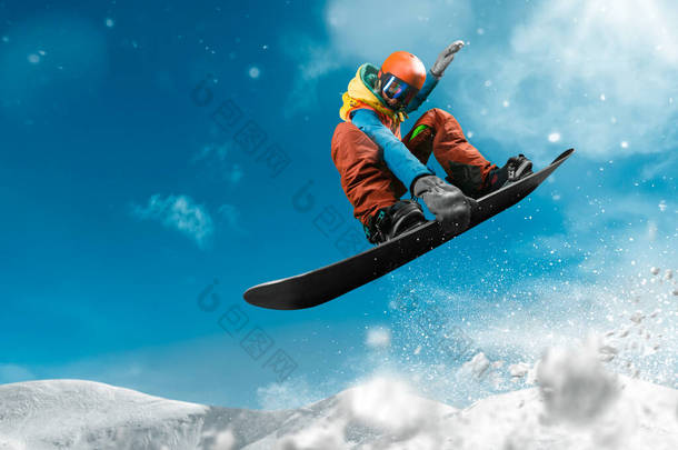 滑雪板。极端冬季运动.