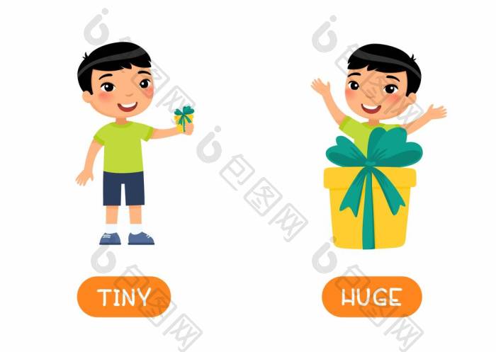 和反义词闪存卡向量模板相反的概念男孩与大图片-包图网企业站