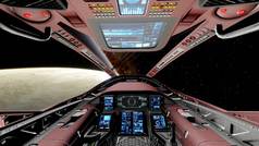 从宇宙飞船的驾驶舱、驾驶舱宇宙飞船背景、驾驶舱UFO 3d渲染的视图