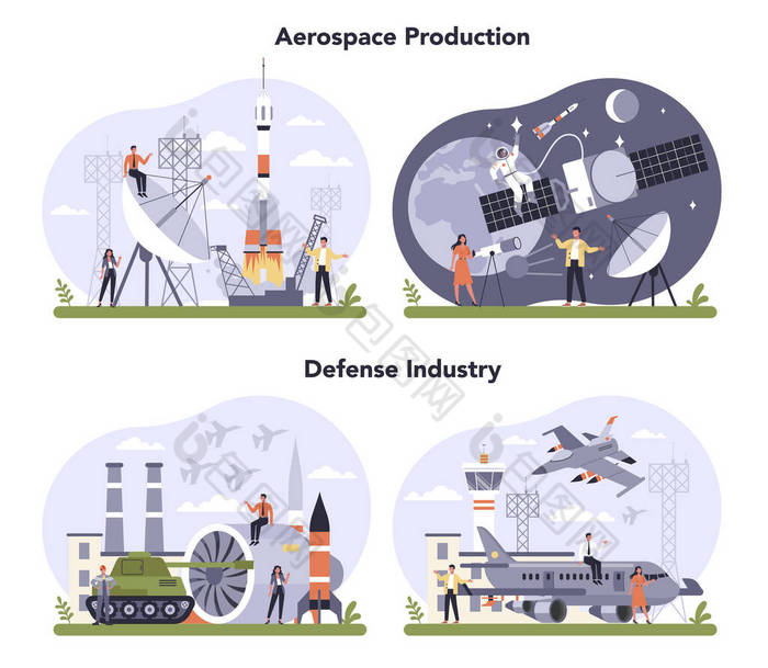 航空航天和国防工业设置。军事和宇宙生产