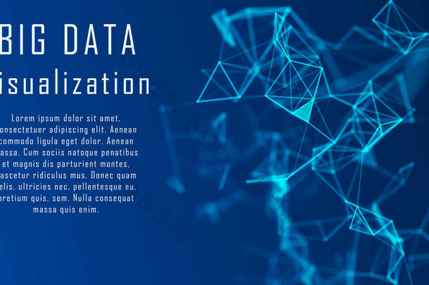 网络连接结构。摘要蓝色数字<strong>背景</strong>.大数据可视化。<strong>科学背景</strong>。复杂的大数据与化合物。线丛。3D渲染.