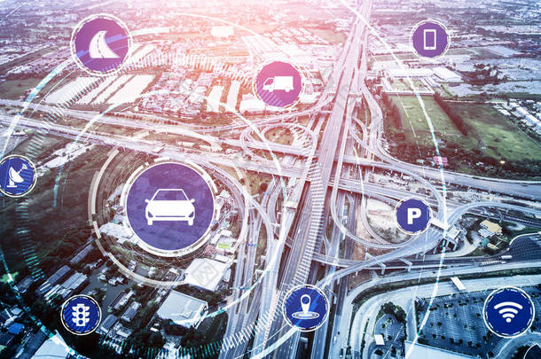 智能交通<strong>技术的</strong>概念,为未来<strong>的</strong>道路交通.虚拟智能系统进行数字信息分析,将城市街道上<strong>的</strong>车辆数据连接起来.未来主义创新 .