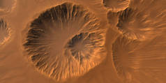 火星从上方与可见的克拉夫特。非常详细和现实的高分辨率3D图像