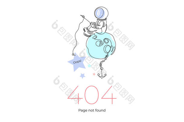 <strong>404</strong>页链接到不存在的页面。宇宙航行员，带着钓竿坐在地球上