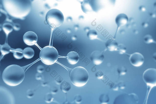 科学,化学和生物<strong>技术的</strong>分子或原子清洁结构背景,摘要背景, 3D渲染.