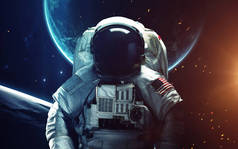 宇宙艺术，宇航员在太空行走。深空之美宇宙中数十亿个星系美国航天局提供的这一图像的要素