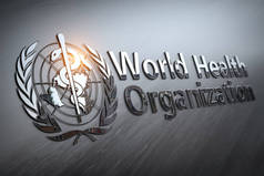 世界卫生组织的标志和标志。3d说明
