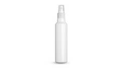 喷瓶造型泵类型，用于插入品牌标签，医疗护肤化妆品，前视图和浮点三维渲染