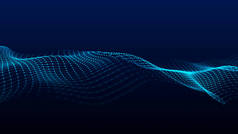 摘要蓝色未来派背景。网络数据与线条和圆点相连.科学的太空壁纸。3D渲染.