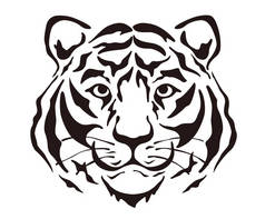 黑白相间的虎头图解与白底相分离.