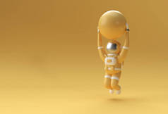 宇航员跳跃与稳定球做练习，3D渲染说明..