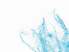 美丽的抽象液体背景，透明的蓝色水花洒在白色上，3D渲染图解设计
