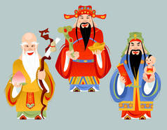 三星号中国的三个幸运之神：寿神（寿神） 、繁荣神（鲁国）和幸运神（福神）). 