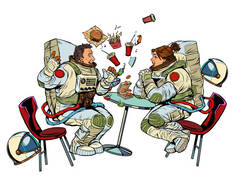 宇航员夫妇在快餐店约会