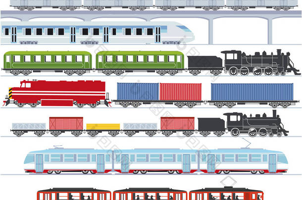 现代化客运列车、地铁、高速列车、地铁、有轨电车、货运列车-<strong>图例</strong>