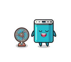 cute power bank is standing in front of the fan , cute design