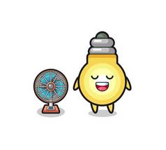 cute light bulb is standing in front of the fan , cute design