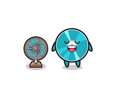 cute optical disc is standing in front of the fan , cute design