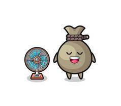 cute money sack is standing in front of the fan , cute design