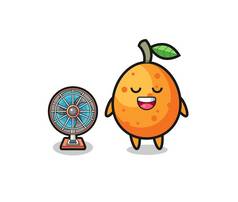 cute kumquat is standing in front of the fan , cute design