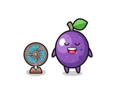 cute passion fruit is standing in front of the fan , cute design