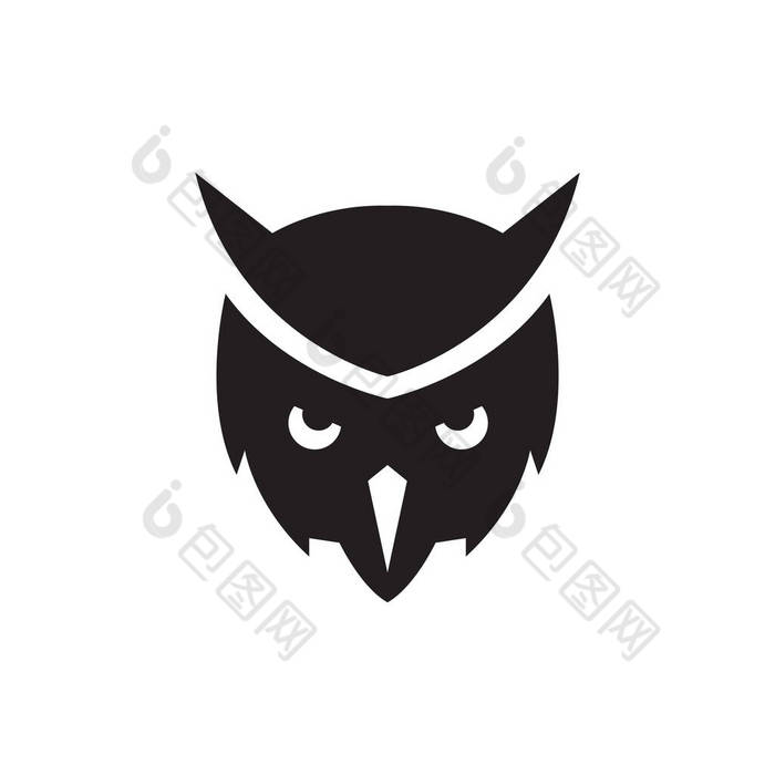 face black looking owl bird logo design vector graphic symbol icon illustration creative idea