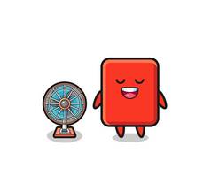 cute red card is standing in front of the fan , cute design