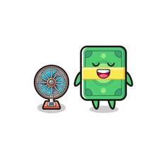 cute money is standing in front of the fan , cute design