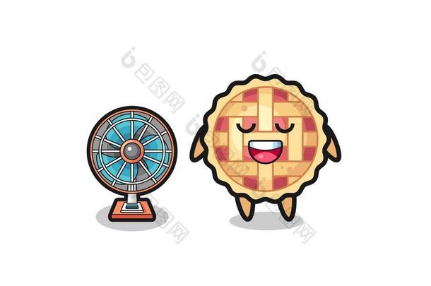 cute apple pie is standing in front of the fan , cute design