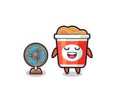 cute instant noodle is standing in front of the fan , cute design