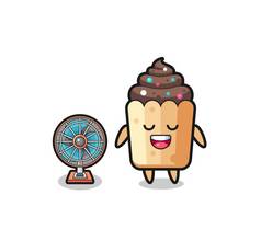 cute cupcake is standing in front of the fan , cute design