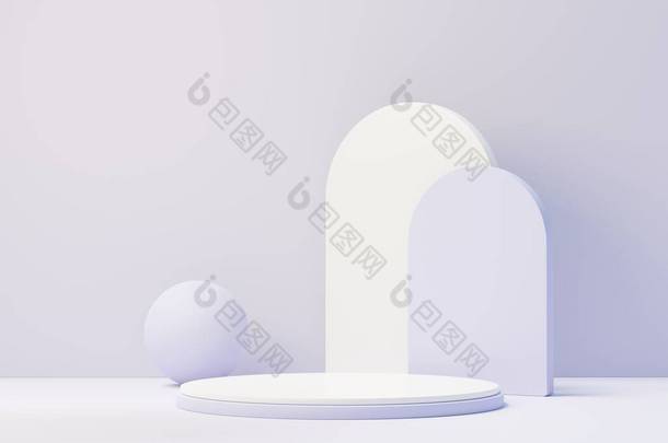 3d render of Beauty podium with Very Peri color of the year <strong>2022</strong> design for product presentation and