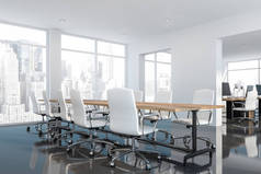 白色光泽的地板会议室，带开放空间
