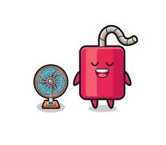 cute dynamite is standing in front of the fan , cute design