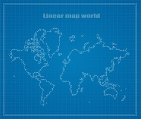 地图地球线性地图地球线性蓝图向量插图