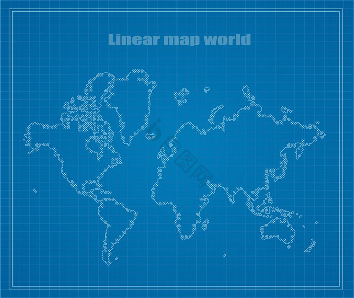 地图地球线性地图地球线性蓝图向量插图图片