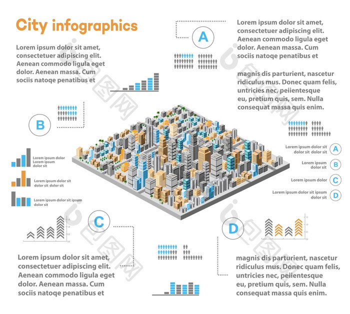 城市infographics城市城市infographics与等角城市