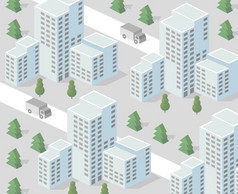 等角视图的城市集合房子插图模块块区部分等角视图的城市集合房子插图