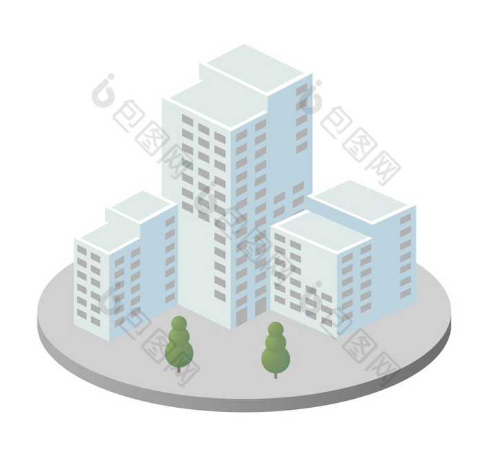 向量等角城市体系结构单建筑的现代城市与街联排别墅公寓住宅摩天大楼技术业务设备风格城市等角插图向量等角城市体系结构单建筑的现代