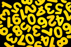 黄色的数字从一个九个包括零所有单Ditigits谎言混合spesific订单黑色的backgound