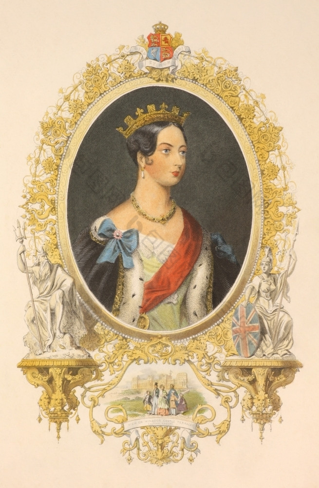 女王维多利亚手彩色的雕刻从的女王伟大的英国在