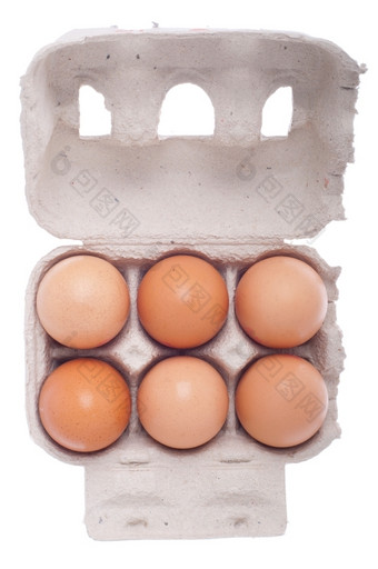 六个<strong>鸡蛋纸箱</strong>盒子孤立的白色背景