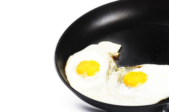 炸鸡蛋锅两个炸鸡蛋锅白色背景