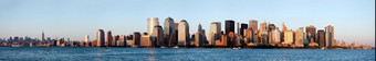 全景新纽约城市曼哈顿天际线显示市中心金融区与世界贸易中心世贸中心而且中城与帝国状态建筑