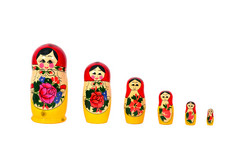 俄罗斯俄罗斯娃娃集行孤立的在白色