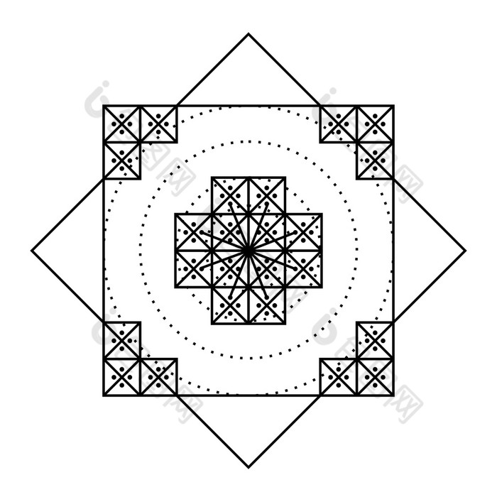 纳斯卡秘鲁曼荼罗古老的geoglyph象征插图