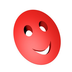 红色的微笑面具孤立的在白色渲染